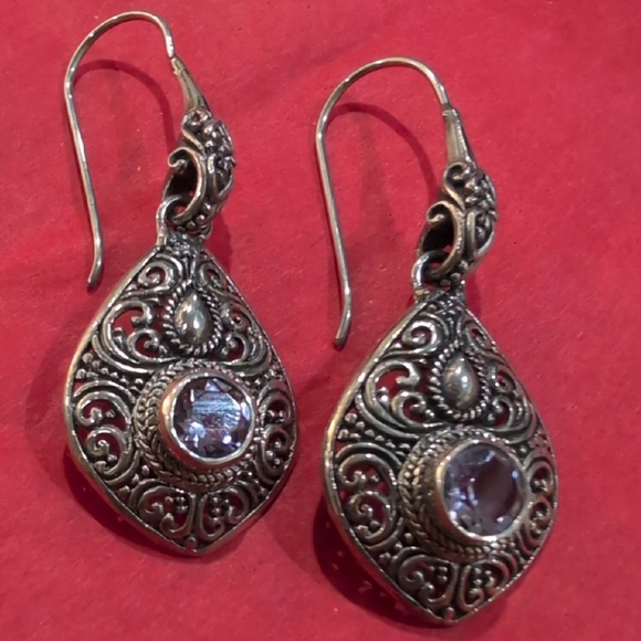 Jewelry - Elegant Sterling Silver and Purple/Amethyst ? Dangle Earrings